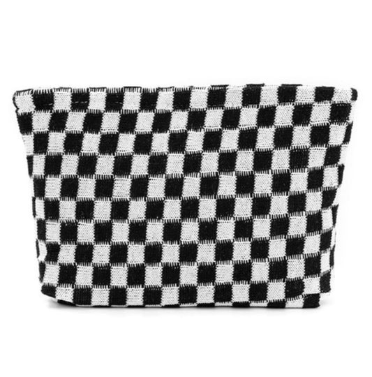 Black Checkered Cosmetic Pouch