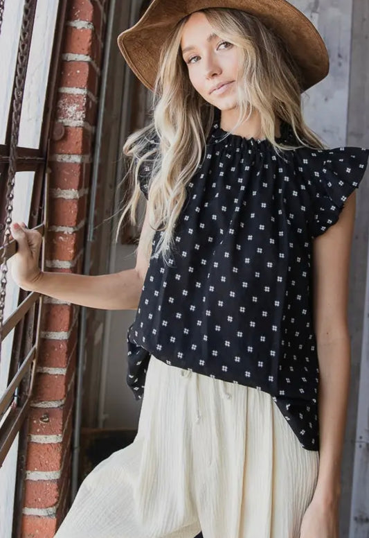 Ruffle neck blouse