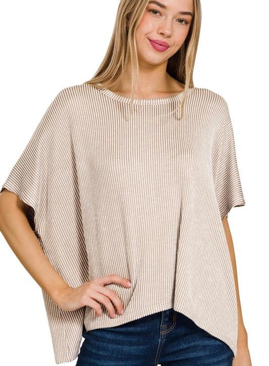 Ribbed Top-Ash Mocha