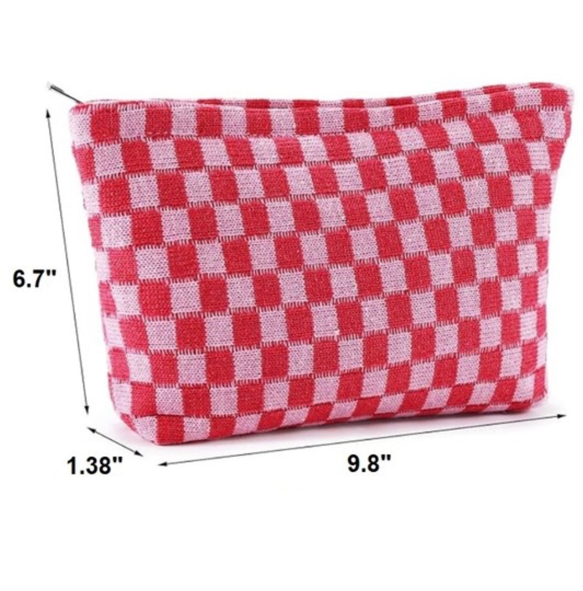 Pink Checkered Cosmetic Pouch