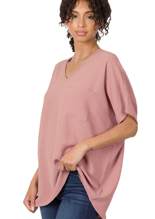 Rose Ripple Pocket Top